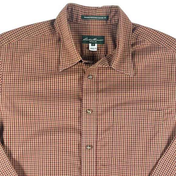 Eddie Bauer Shirt Mens Large Tall LT 100% Baumwolle Cotton Button Down Shirt - Picture 3 of 10